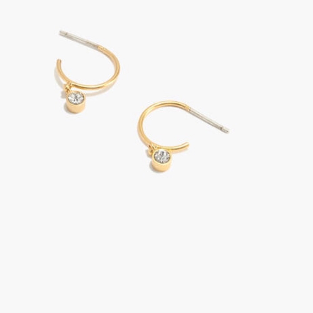 Madewell Bezel Glass Mini Hoop Earrings